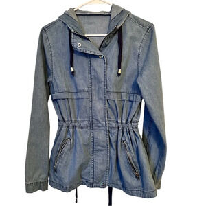 Women’s Vintage Cotton Chambray Zip Jacket With Hood